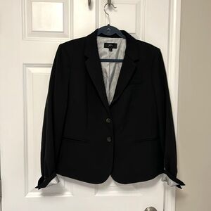 J. Crew women's XL black single breast blazer with adorable ticking lining
